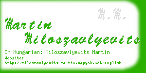 martin miloszavlyevits business card